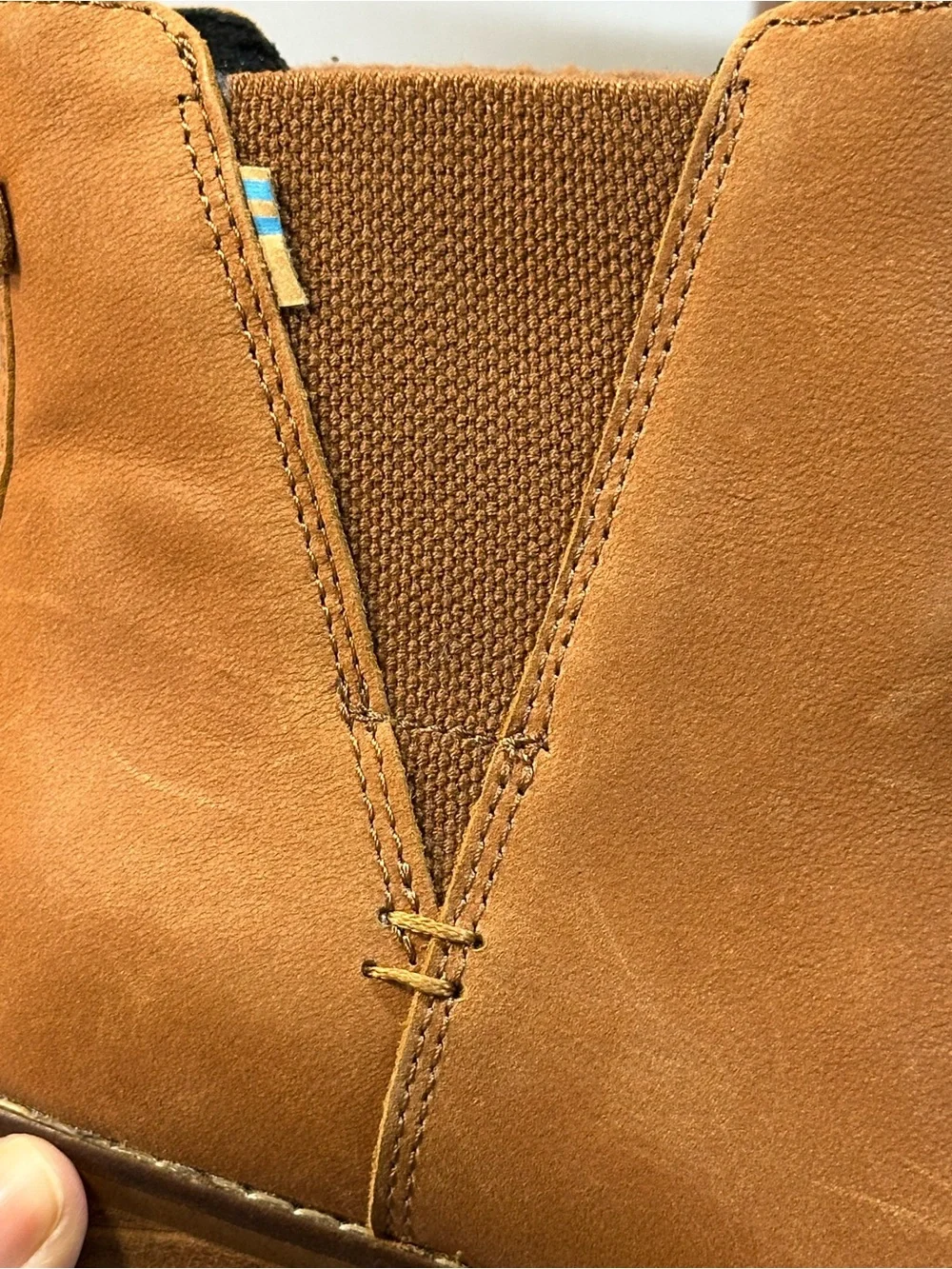 NWT Toms Esme Slip-On Boot, Stacked Heel, Tan Leather - Womens 7